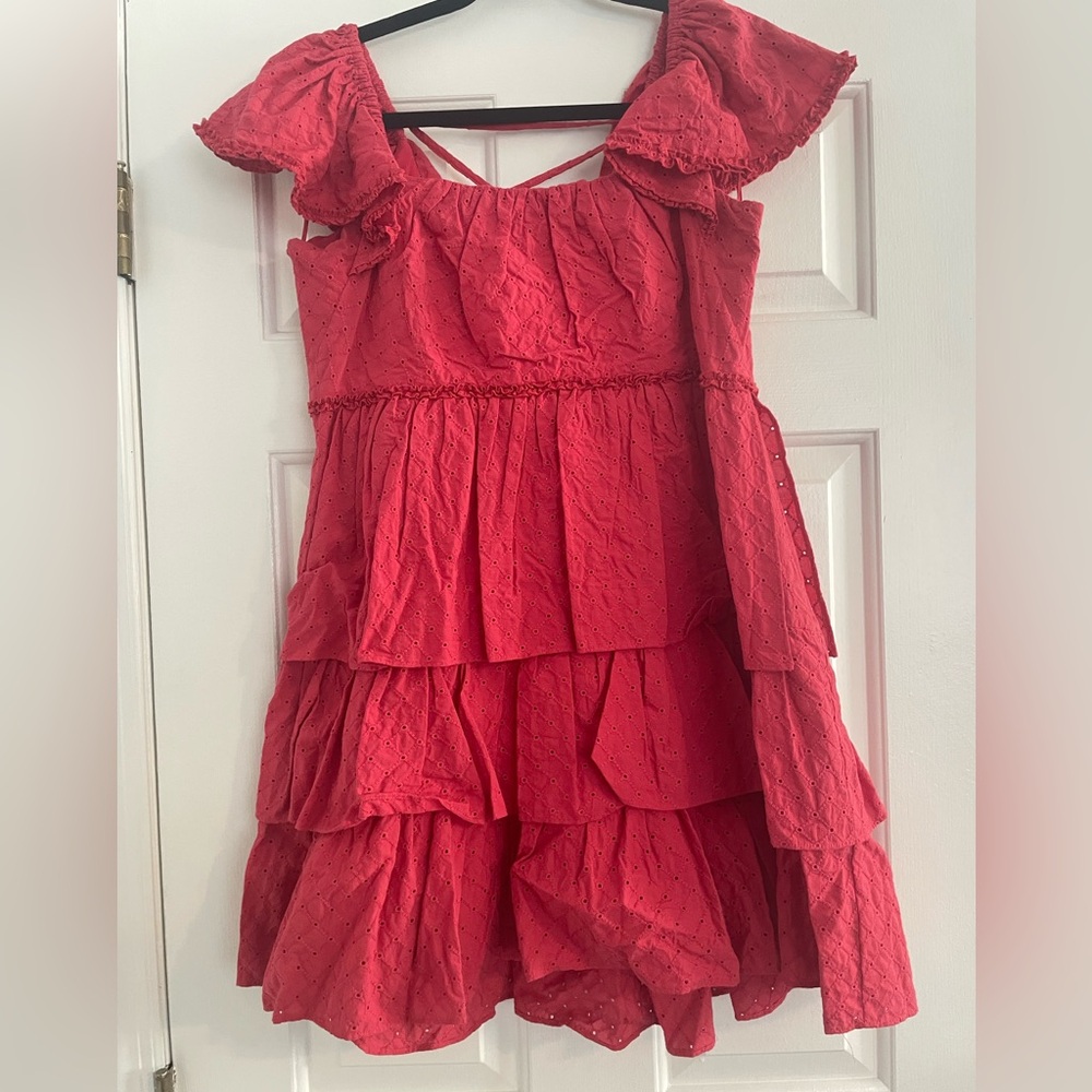 Cinq à Sept Red Ruffled Mini Dress